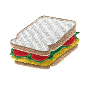 Sandwich Toast - Aufnäher, Bügelbild, Aufbügler, Größe - 5,6 x 4,5 cm
