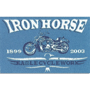 Iron on patches - Iron Horse Biker - blue - 8,1x5,5cm - Application Embroided badges