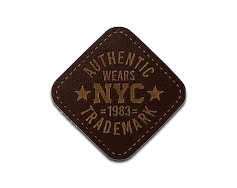 Leder Authentic Wears NYC - Aufnäher, Bügelbild, Aufbügler, Größe - 3 x 3 cm