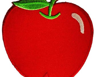 Apfel Frucht Obst - Aufnäher, Bügelbild, Aufbügler, Applikationen, Patches, Flicken, zum aufbügeln, Größe - 7.5 x 8 cm