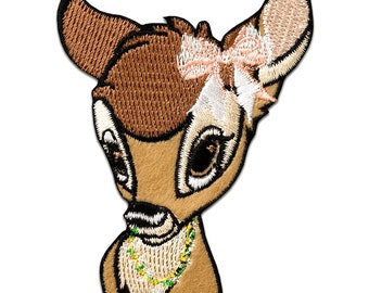 Iron on patches - BAMBI head Disney animal children – brown - 6x8cm - Application