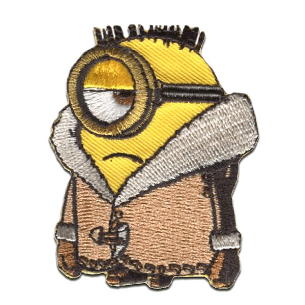 Ecusson - LES MINIONS "STUART FROQUE" – brun - 6,5x5cm - patches brode appliques