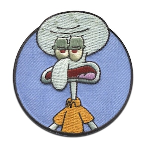 SpongeBob SquarePants Thaddeus Embroidered - Iron On Patches Adhesive Emblem Stickers Appliques, Size - 6,4 x 6,7 cm