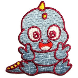 Iron on patches - Baby dragon - blue - 6,0x6,0cm - Application Embroided badges
