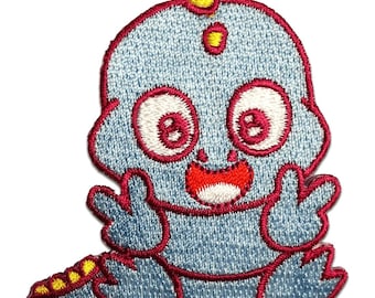 Iron on patches - Baby dragon - blue - 6,0x6,0cm - Application Embroided badges