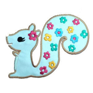 Iron on patches - squirrel animal - white - 11.1x8.1cm - Application badges