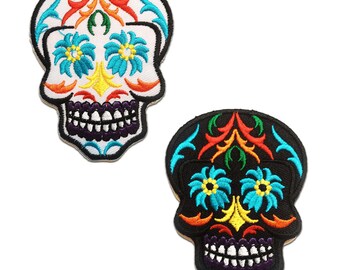 Skull Skeleton - Iron On Patches Adhesive Emblem Stickers Appliques, Size - 2.36 x 3.15 Inches
