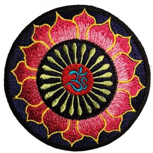 Aufnäher / Bügelbild - Om Symbol spirituell Hindu Meditation - pink - Ø8 cm -Patch Aufbügler Applikationen zum aufbügeln Applikation Patches