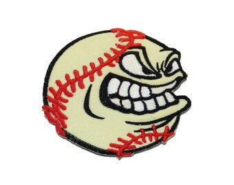 Aufnäher  Bügelbild - Baseball sauer Sport Kinder – beige – Ø7,7cm - Patch Aufbügler Applikationen zum aufbügeln Applikation Patches Flicken