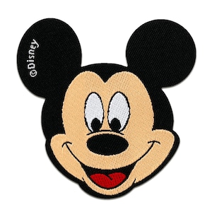 Iron on patches - Mickey Mouse Disney comic children – black – 6,5x6,5cm - Application