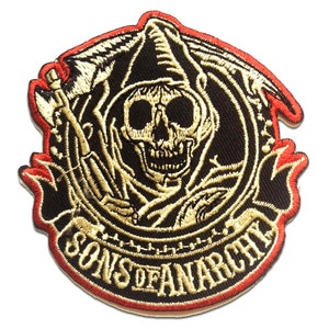 Iron on patches - SON OF ANARCHY - black - 8x8.2 - Application Embroided badges