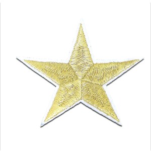 Aufnäher / Bügelbild - Stern – gold/weiß – 6,6x7,2cm - Patch