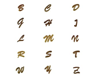 Buchstaben Aufnäher/Aufbügler gold - Komplettes Alphabet einzeln auswählbar (Alphabet/Buchstabe: Buchstabe N 3.1x3cm)