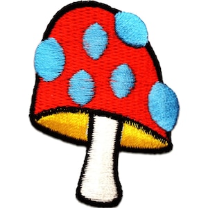Iron on patches - mushroom vegetables Super Mario – blue/red – 4,2x6cm - Application badges