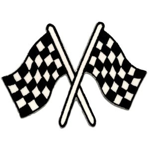 Iron on patches - Racing Flag - white - 9,0x7,0 - Application Embroided badges