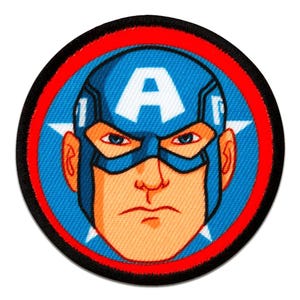 Aufnäher / Bügelbild - AVENGERS Captain America Button Comic Kinder – blau – 6cm - Patch