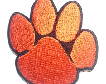 Aufnäher / Bügelbild - Hundepfote Tier - rot - 6.6 x 7 cm - Applikationen Patch