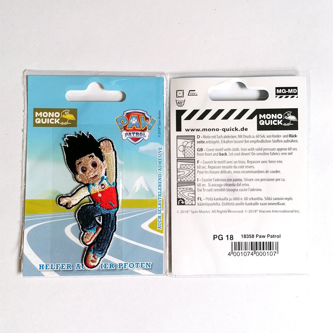 Toppe termoadesive - Paw Patrol Squadra Dei Cuccioli Rocky - verde - 7x6,4cm - Spin Master Patch Toppa ricamate Applicazioni Ricamata da cucire adesive