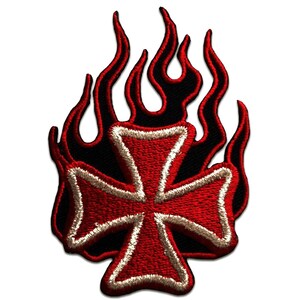 Iron on patches - Chopper Cross - red - 8,4x5,5 - Application Embroided badges
