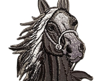Pferd Hengst Tier - Aufnäher, Bügelbild, Aufbügler, Applikationen, Patches, Flicken, zum aufbügeln, Größe - 7,3 x 9 cm