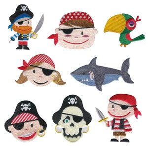Pirate Set 8 Pieces - Iron On Patches Adhesive Emblem Stickers