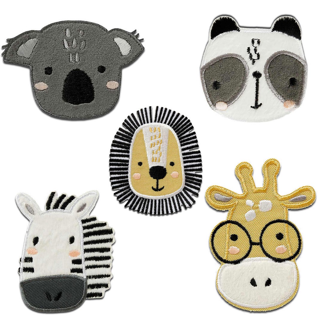 Zoo Set 5 Pieces Animal Iron on Patches Adhesive Emblem Etsy