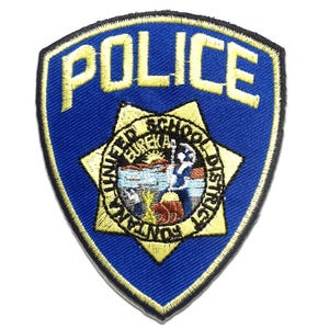 Iron on patches - police Logo - blue - 6.8x8.5cm - Application Embroided badges