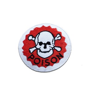 Iron on patches - Poison warning Logo - red - Ø7 - Application Embroided badges