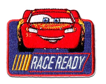 Iron on patches - CARS 3 "RACE READY" Disney - red - 7,1x5,1cm - Application Embroided badges