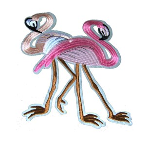 Aufnäher / Bügelbild - Flamingo Vogel Tier XL – pink – 25,4x19cm - Patch