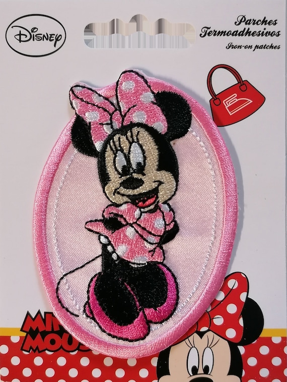 Iron on Patches MINNIE MOUSES oval Disney Pink 8,8x6cm Application