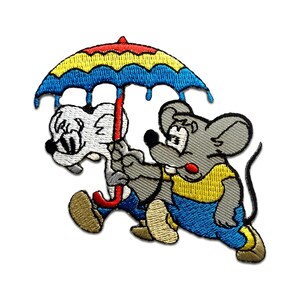 Iron on patches - mouse umbrella - colorful - 8x8,1cm - Application badges
