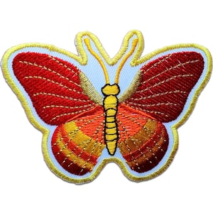 Iron on patches - butterfly - orange/red - 8,6x6,4 Application Embroided badges