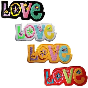 Love Liebe - Aufnäher, Bügelbild, Aufbügler, Applikationen, Patches, Flicken, Zum Aufbügeln, Größe - 11 x 8.5 cm