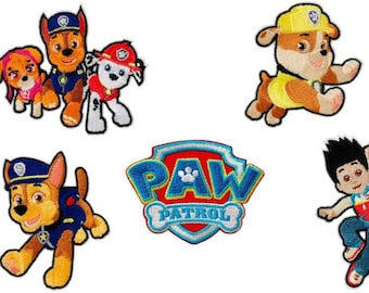 Paw Patrol © Set 5 Pieces Chase Marshall Skye - Iron on patches adhesive emblem
