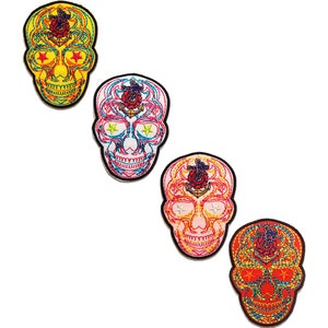 Skull Skeleton - Iron On Patches Adhesive Emblem Stickers Appliques, Size - 2.52 x 3.54 Inches