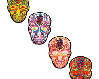 Skull Skeleton - Iron On Patches Adhesive Emblem Stickers Appliques, Size - 2.52 x 3.54 Inches
