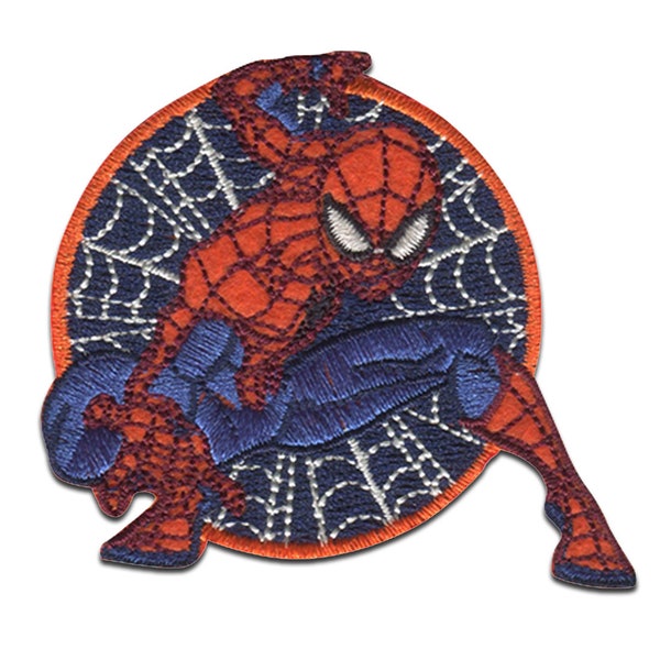 Marvel © Spiderman Comic Spider web sits - Iron on patches, size - 2,45 x 2,53 inch