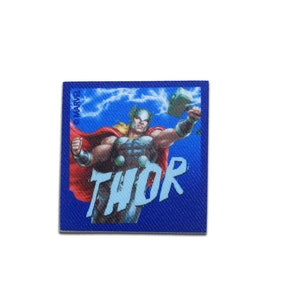 Iron on patches - Avengers Thor Comic – blue – 5,8 x 5,6 cm - Application Embroided badges