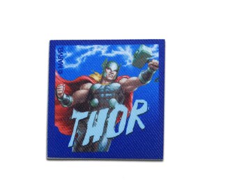Iron on patches - Avengers Thor Comic – blue – 5,8 x 5,6 cm - Application Embroided badges