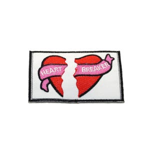 Iron on patches - Heart Breaker broken heart – red/white – 5,2x8,2cm - Application