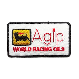 Iron on patches - Agip Logo Racing Sponsor - white – 7,5x4,4 Application badges