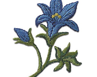 Aufnäher / Bügelbild - Enzian Blume – blau – 5,5x3cm - Patches Aufbügeln