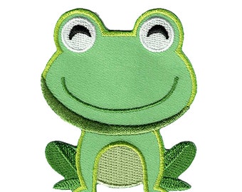 Frog Animal - Iron On Patches Adhesive Emblem Stickers , Size - 5,9 x 6,8 cm
