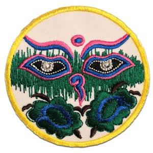 Iron on patches - Om Symbol spiritually Hindu Meditation green Ø7 badges