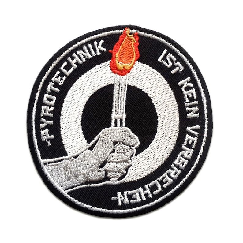 Aufnäher / Bügelbild - pyrotechnik ist kein Verbrechen Fußball Fans weiß Ø8,6 Bild 1