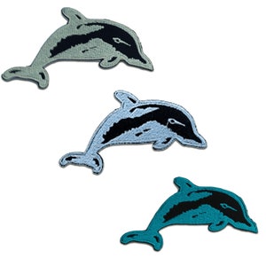 Delfin Tier - Aufnäher, Bügelbild, Aufbügler, Applikationen, Patches, Flicken, Zum Aufbügeln, Größe - 9.6 x 5.1 cm