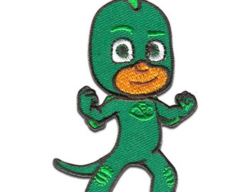 Ecusson - PJ MASKS Pyjamasques GEKKO 1 Disney - vert - 5,0 x 8,0 cm - patches brode appliques