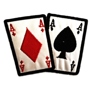 Ecusson - Poker as carte Biker - blanc - 10.2x7.4cm - patches brode appliques