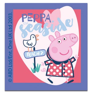Aufnäher / Bügelbild - Peppa Wutz Seaside - lila - 6,6 x 6,6 cm - Patches Aufbügeln